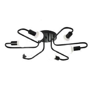 Lampara Colgante Negra Metalica Vintage Industrial 6 Soquetes