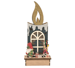 Adorno Navideño De Madera Para Escritorio Mini Vela Navidad Como En La Imagen