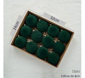Pack 12 Esferas Bambalinas De Terciopelo 8cm Adornos Navidad