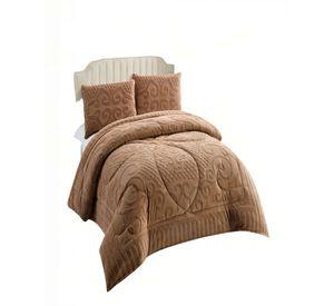 PLUMON PREMIUM CON TEXTURA DE RELIEVE  2 PLAZA COLOR CAFÉ