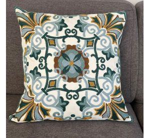 Funda Cojin Decorativo Diseño Azulejo Turquesa 45x45