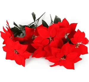Pack 12 Flores Navideña Pequeña Adorno Navidad Decoración