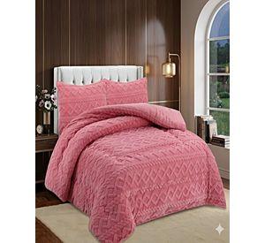 COBERTOR DE INVIERNO CON TEXTURA KING 250X270CM ROSA