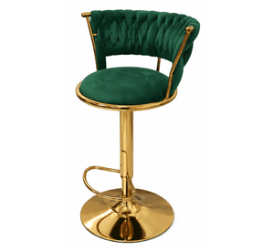 Taburete Queen Terciopelo Ajustable Verde