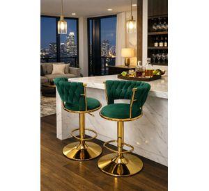 Taburete Queen Terciopelo Ajustable Verde