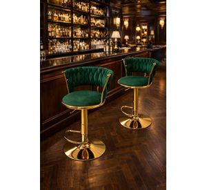 Taburete Queen Terciopelo Ajustable Verde