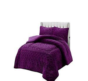 SET COBERTOR DE INVIERNO CON TEXTURA 2 PLAZAS 230X250CM VIOLETA