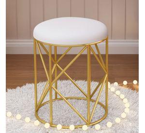 TABURETE DE TOCADOR METAL CUERO BLANCO EMMA
