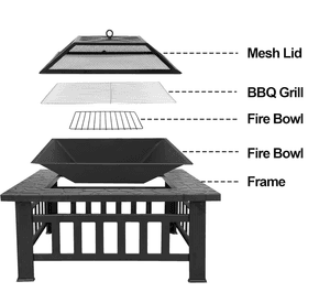 Brasero Parrilla Premium Para Leña O Carbón Con Tapa 3 En 1
