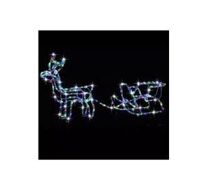 Adorno de reno con trineo de Navidad con 420 LED de 145 cm multicolor