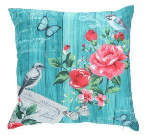 Cojin Mas Funda Decorativa Bucolicos Pajaros Fondo Verde 45x45 cm