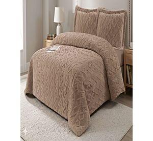 SET COBERTOR DE INVIERNO CON TEXTURA 2 PLAZAS 230X250CM CAFÉ O