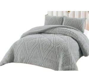 Plumón Gris 2.5 Plaza Diseño Trenzado, Polar + 2 Funda Polar