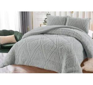 Plumón Gris 2.5 Plaza Diseño Trenzado, Polar + 2 Funda Polar
