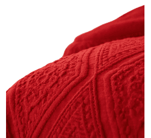 Plumón Rojo 2 Plazas Diseño Trenzado, Polar + 2 Fundas Polar