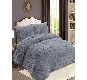 SET COBERTOR DE INVIERNO PELUDO 2 PLAZAS 230X250CM GRIS
