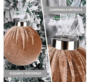 15 Esferas Navideña 6cm Bambalinas Terciopelo Adornos Arbol Mokka