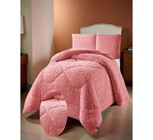 COBERTOR DE INVERNO TEXTURIZADA DISEÑO 01 2 PLAZAS ROSA