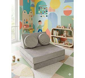 Sofá Modular de Juegos 5 Piezas - Construcción Resistente para Pequeños Arquitectos rosa gris c.