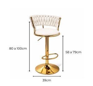 Taburete Queen Terciopelo Ajustable Beige