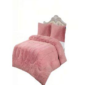 COBERTOR PELUDOS INVIERNO PLAZA Y MEDIA 180CM X 200CM COLOR ROSADO 2