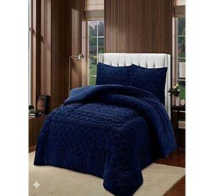 COBERTOR DE INVIERNO CON TEXTURA 2 PLAZAS 230X250CM AZUL