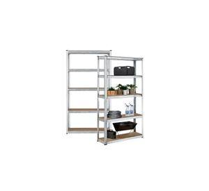 Pack 2 Estantes Metálicos Oficina 180x90x40cm Organizador Aspor Plateado 5 Niveles