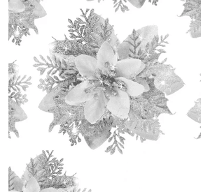 Pack X12 Flores Navideãa Adorno De Navidad Decoración Árbol Plateado
