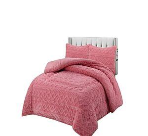 COBERTOR DE INVIERNO CON TEXTURA 2 PLAZAS 230X250CM ROSA