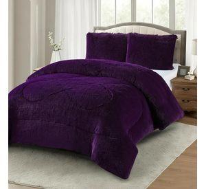 Plumon Pluch Para Colchón 2 Plazas Suave Y Cómoda Morado Peludo