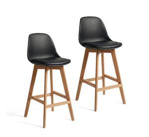 Pack 2 Taburetes Piso Bar Acolchado Altura 65cm Eames Tulip Negro