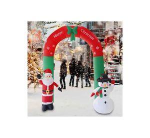 Arco inflable de Navidad con luces LED, Santa y muñeco de nieve rojo