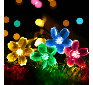 Luces Led Flores Solar Lineal Guirnalda Navidad Eventos Luces Multicolor