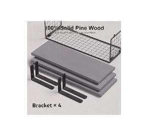 Repisas Flotantes de Madera Modernas X3 con Reja 100% Pino Gris