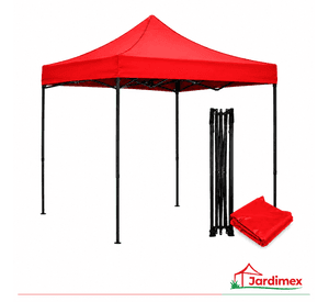 Toldo Plegable Jardimex 3x3 Carpa Impermeable Protección UV Rojo