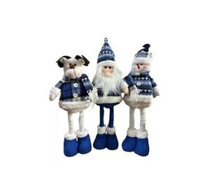 Pack x3 muñecos navideños pata larga pascuero, mono nieve azul