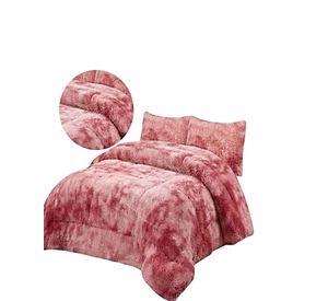 SET COBERTOR DE INVIERNO PELUDO 2 PLAZAS 230X250CM ROSA