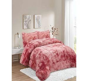 SET COBERTOR DE INVIERNO PELUDO 2 PLAZAS 230X250CM ROSA