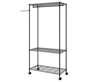 Organizador Negro para Vestuario de 3 Pisos + Barra Colgadora