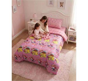 Cubrecama Infantil Rosado con Funda Diseño Flores y Gráficos