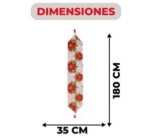 Camino De Mesa Navideño Flores Rojas Decorativo 180x35 Cm