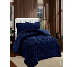 SET COBERTOR DE INVIERNO CON TEXTURA KING 250X270CM AZUL