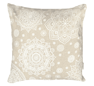 COJIN DECORATIVO DISEÑO MANDALAS CREMA 45X45 RELLENO