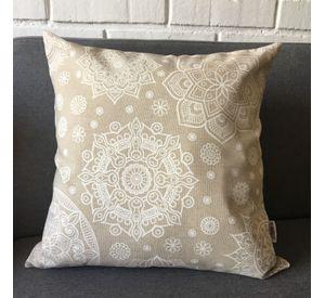 COJIN DECORATIVO DISEÑO MANDALAS CREMA 45X45 RELLENO