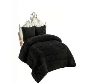 COBERTOR PELUDOS INVIERNO PLAZA Y MEDIA 180CM X 200CM COLOR NEGRO