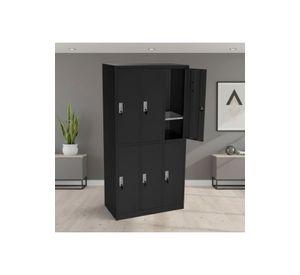 Locker 3 Cuerpos 6 Casilleros 183x90x40cm Color Negro