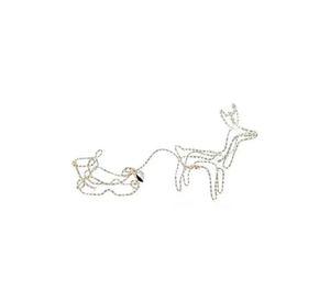 Adorno de reno con trineo de Navidad con 420 LED de 145 cm blanco