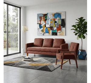 JUEGO DE LIVING 3-1 SOFA VENECIA 3C TELA VELVET + SITIAL MUNICH TELA