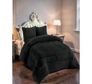 COBERTOR PELUDOS INVIERNO 2 PLAZAS 230CM X 250CM COLOR NEGRO