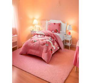 COBERTOR PLUSH CON CHIPORRO PLAZA Y MEDIA 180X200CM ROSA C5